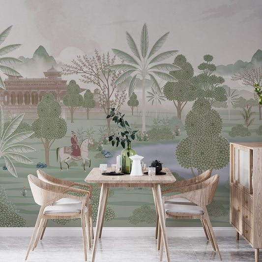 Shant Sarovar View Vintage Indian Wall Mural