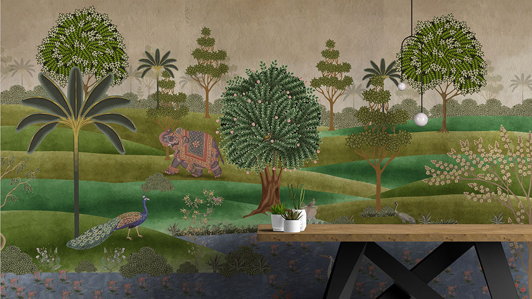 Shahi Hariyali classic Indian Nature Wall Mural Wallpaper