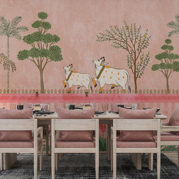 Shubh Gau Vatika Pichwai cow wall mural - view 3