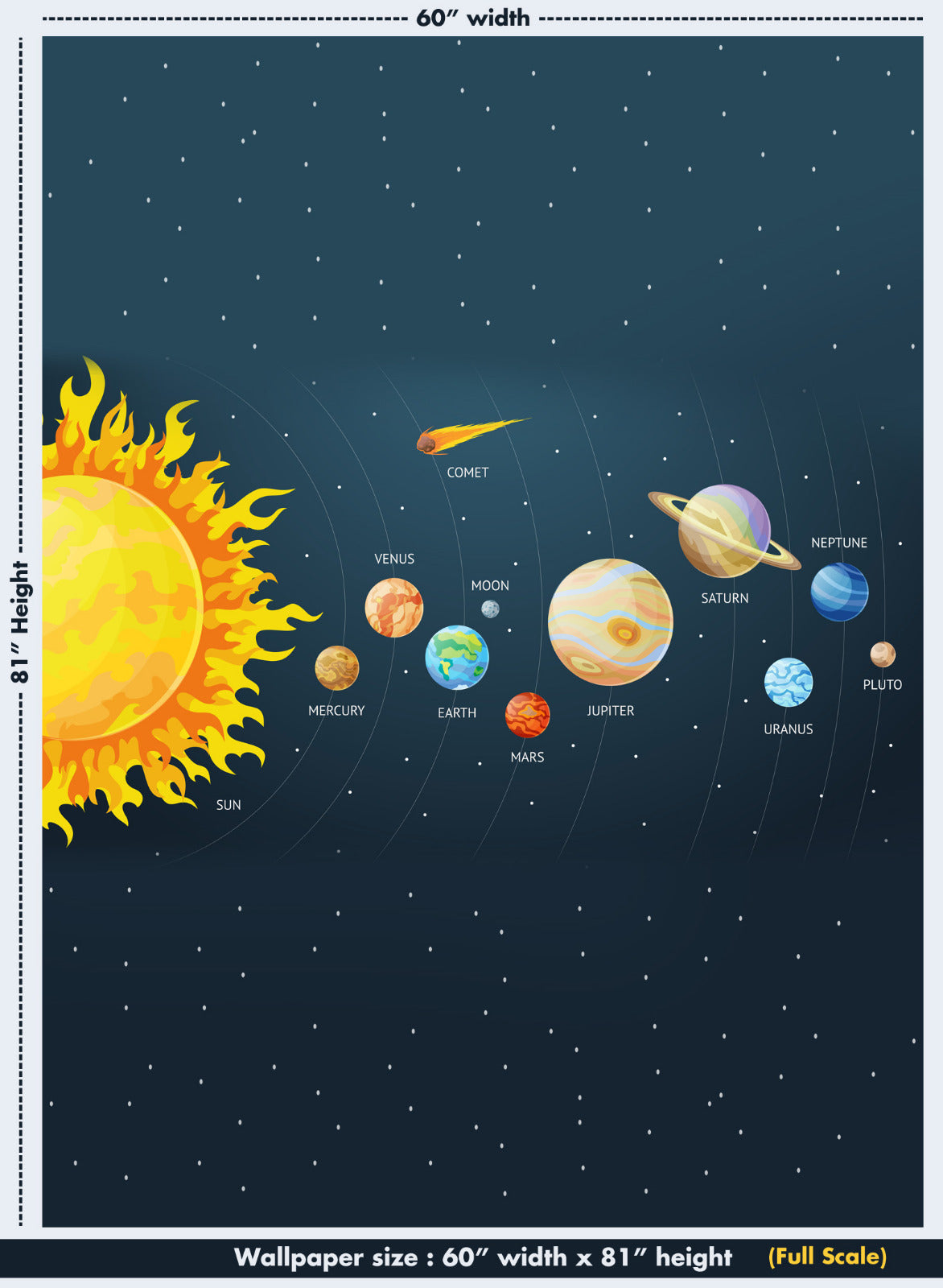 Kids 3D Mural Solar System 3D Wallpaper