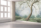White floral tree and cranes wallpaper - view 5