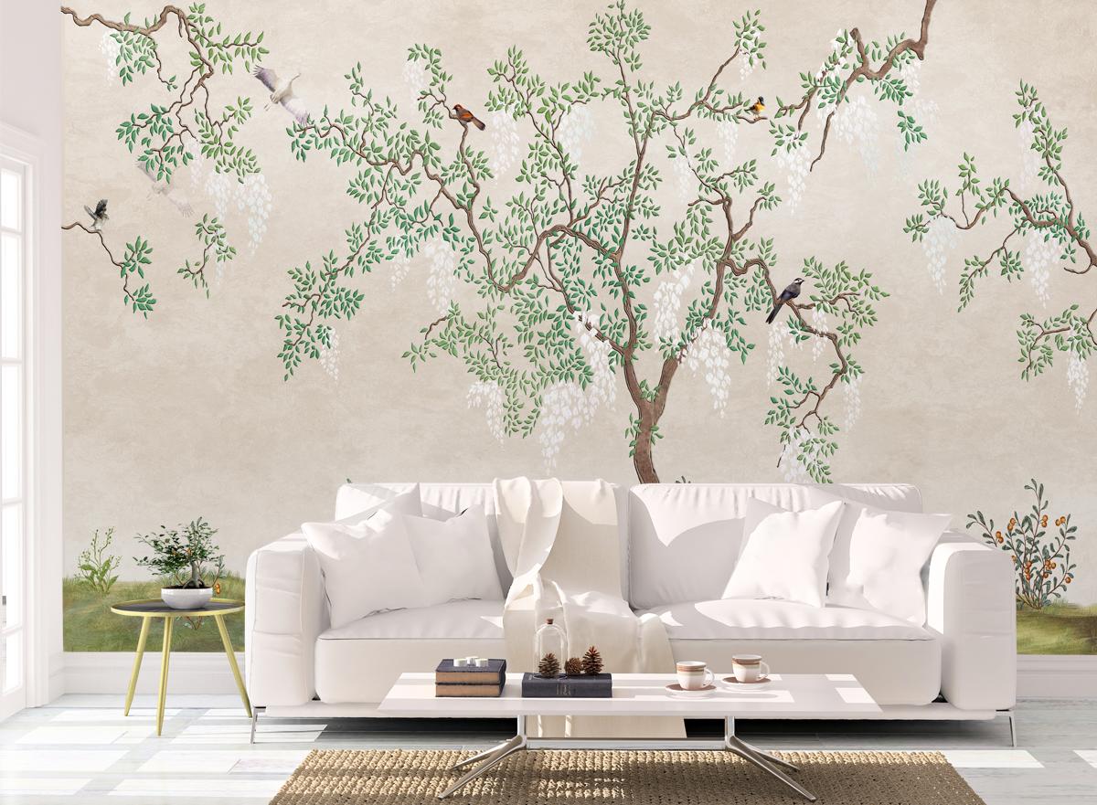 Large Tree Wallpaper Murals, Large Tree Wallpaper for Walls, A Big Tree for Living Room Wall Design