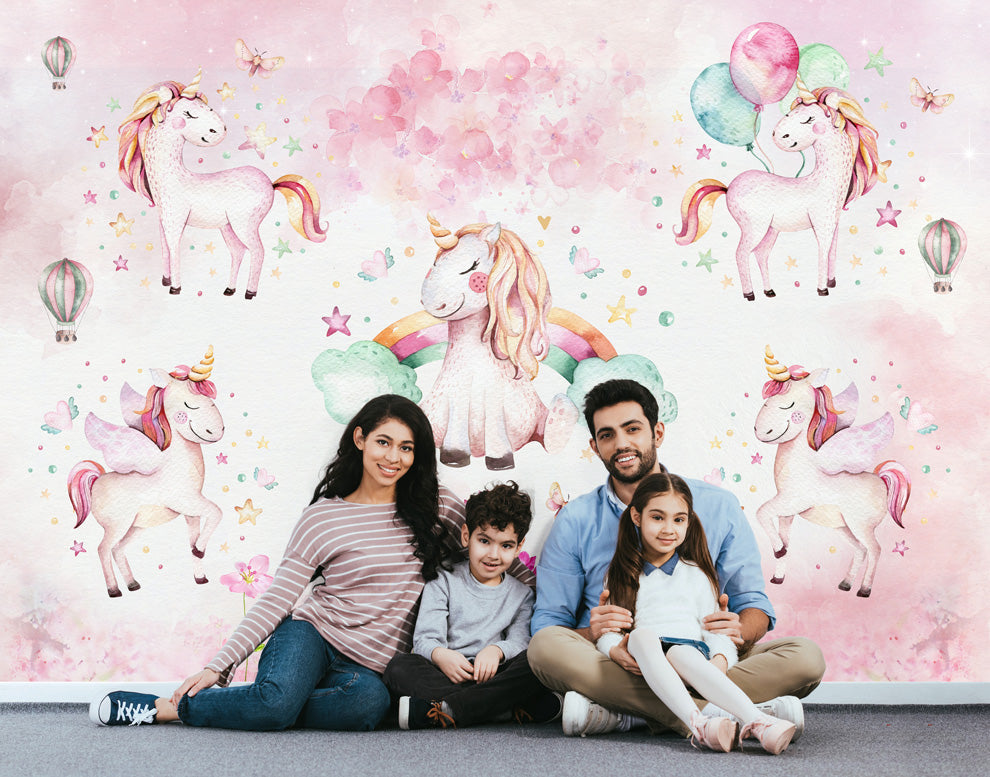 Unicorn kids room wallpaper, Nursery wall mural