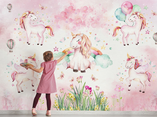 Kids Room - Unicorn kids room wallpaper, Nursery wall mural