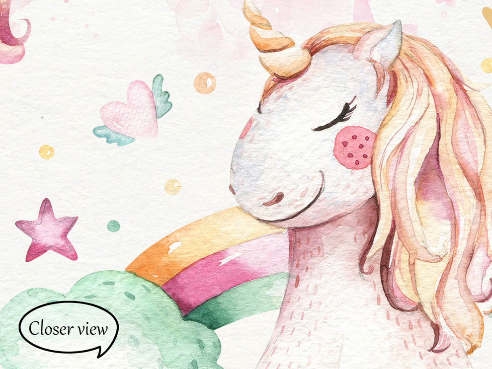 Unicorn kids room wallpaper, Nursery wall mural