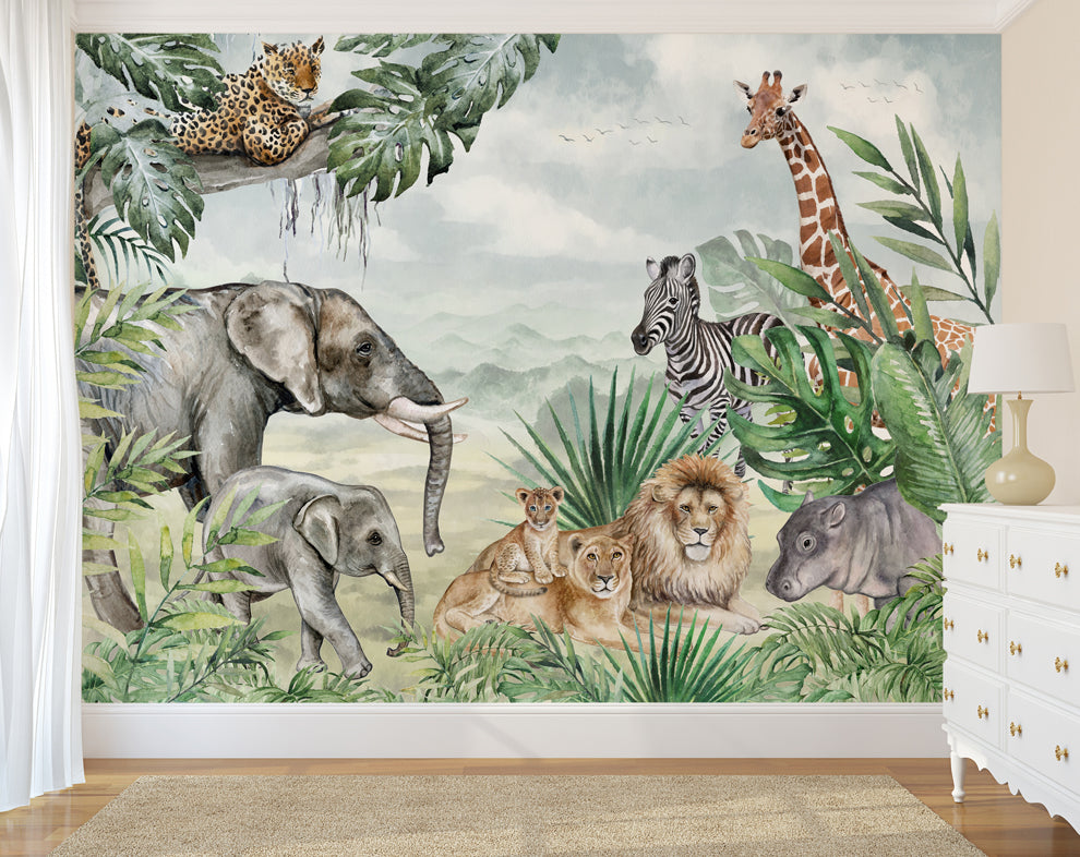 Jungle Safari Wallpaper For Walls, Jungle Animal Wallpaper, Forest Animal Wallpaper For Living Room