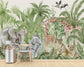 Watercolor Forest Animals Wallpaper For Wall, Jungle Safari Wallpaper, Animal Family Wallpaper (Copy)
