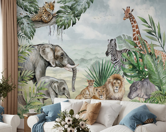 Jungle Safari Wallpaper For Walls, Jungle Animal Wallpaper, Forest Animal Wallpaper For Living Room