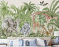Watercolor Forest Animals Wallpaper For Wall, Jungle Safari Wallpaper, Animal Family Wallpaper (Copy)