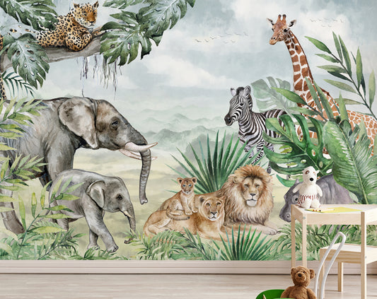 Jungle Safari Wallpaper For Walls, Jungle Animal Wallpaper, Forest Animal Wallpaper For Living Room