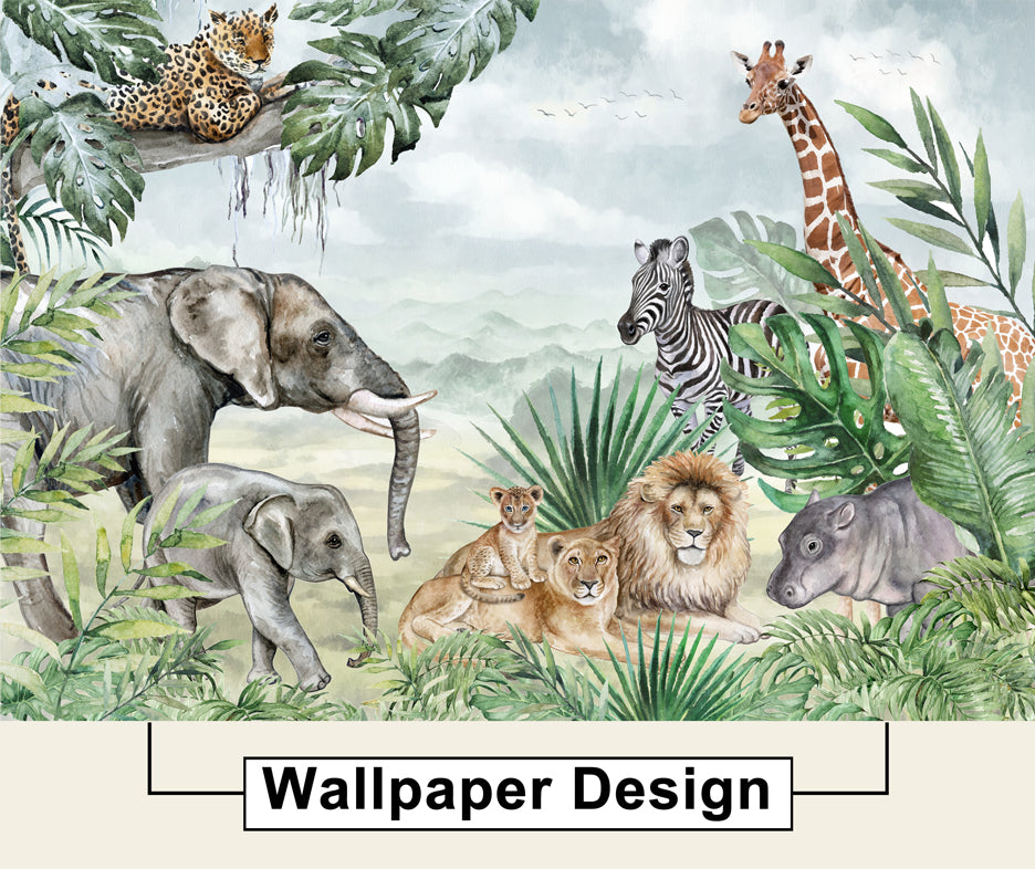 Jungle Safari Wallpaper For Walls, Jungle Animal Wallpaper, Forest Animal Wallpaper For Living Room