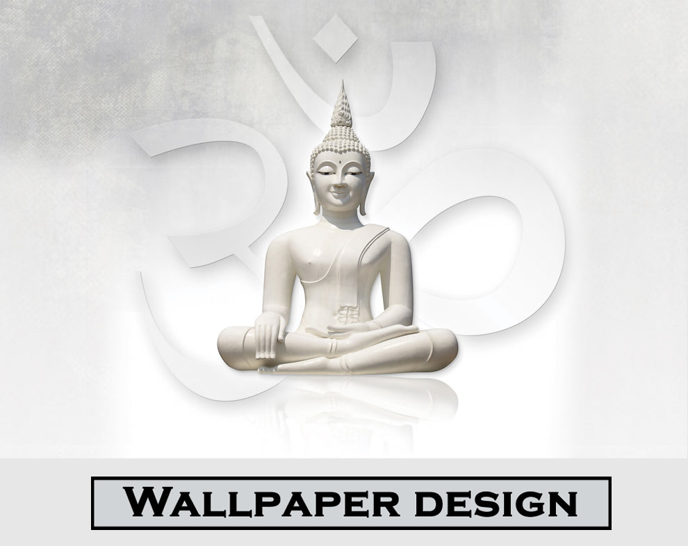 White Buddha Wallpaper for Living Room Wall