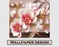 Pink and white 3D flower wallpaper - view 6