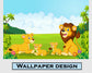 Watercolor lion family jungle wallpaper - view 6