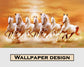 Seven white horses running Vastu wallpaper - view 4