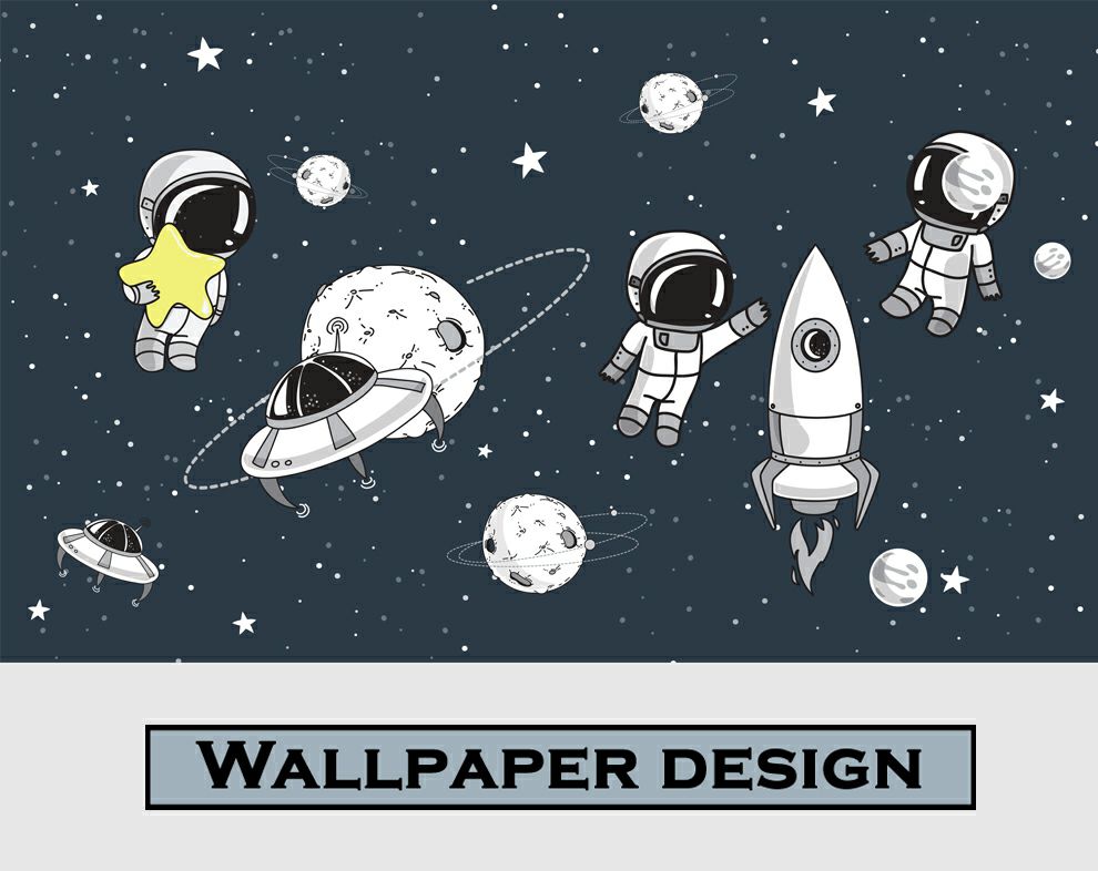 Beautiful Space Planet Starry Sky Wallpaper | Kids Room Wallpaper