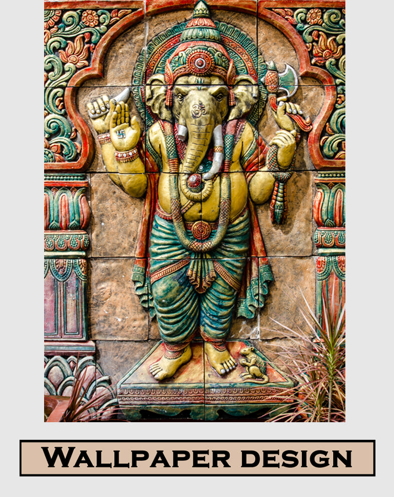 3d colourful lord ganesh wallpaper | Devotional wallpaper for walls