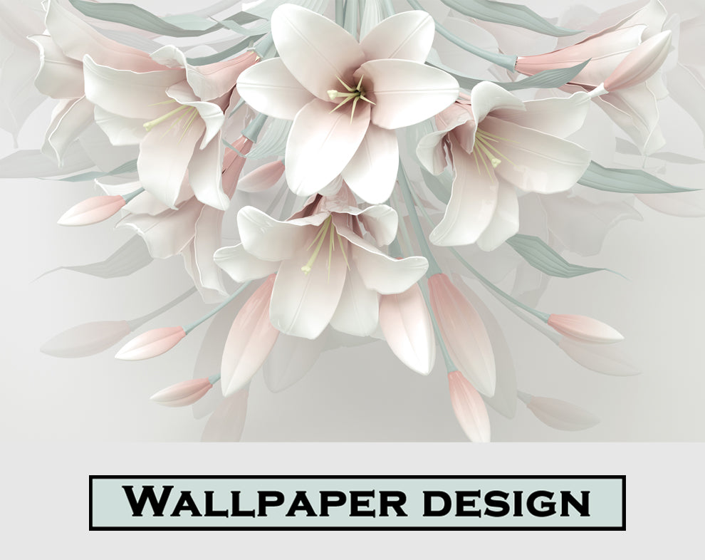 3D Pink And White Flowers Wallpaper For Living Room