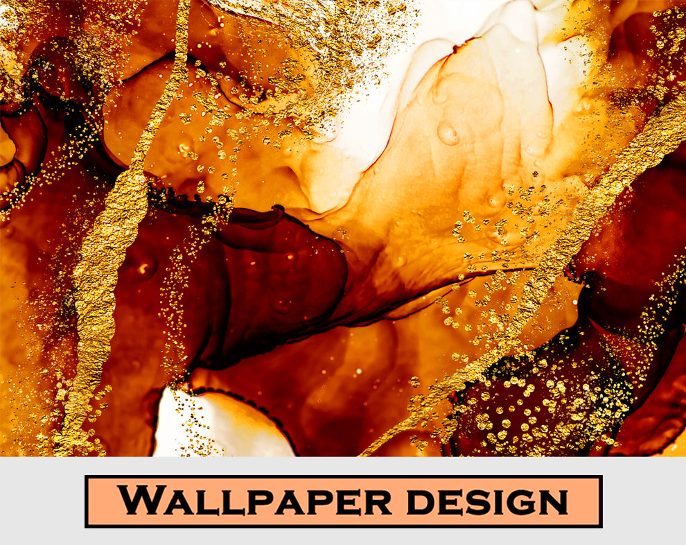 Dark Yellow And Red Marble Abstract Art Wallpaper