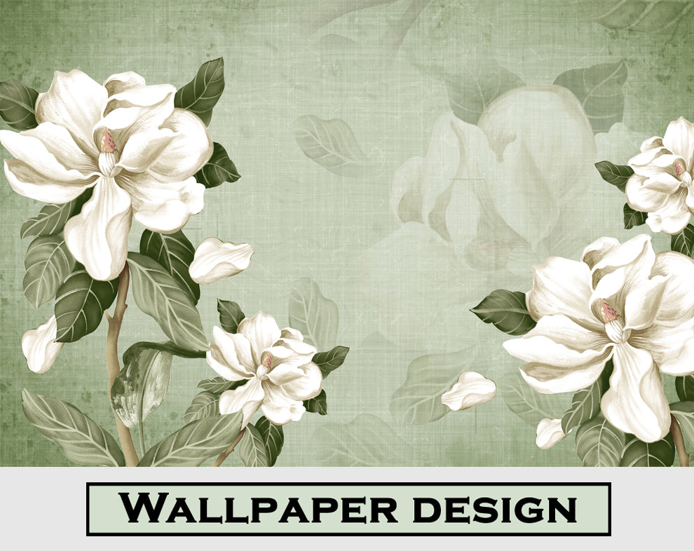 Magnolia Flowers Botanical Art Wallpaper