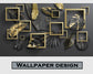 3D black leaf and golden square wallpaper - view 5