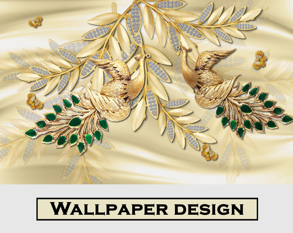 Golden Peacock Jewelry Wallpaper