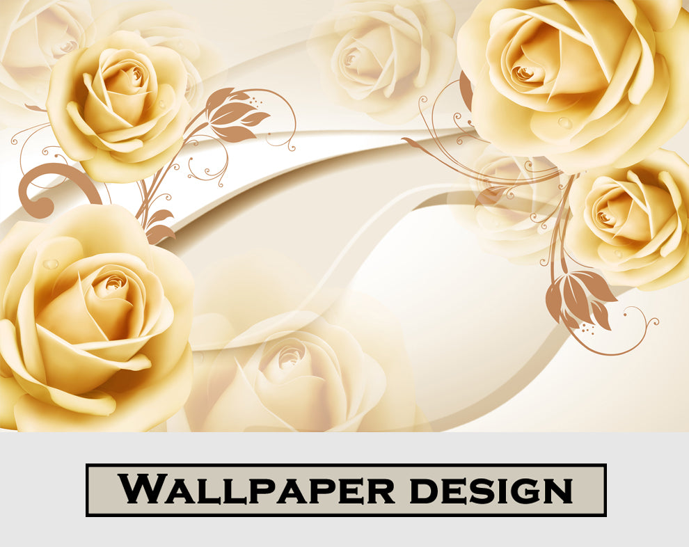 Luxury 3D Yellow Rose Wallpaper