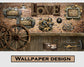 Brick and wooden wheel restaurant wallpaper - view 6