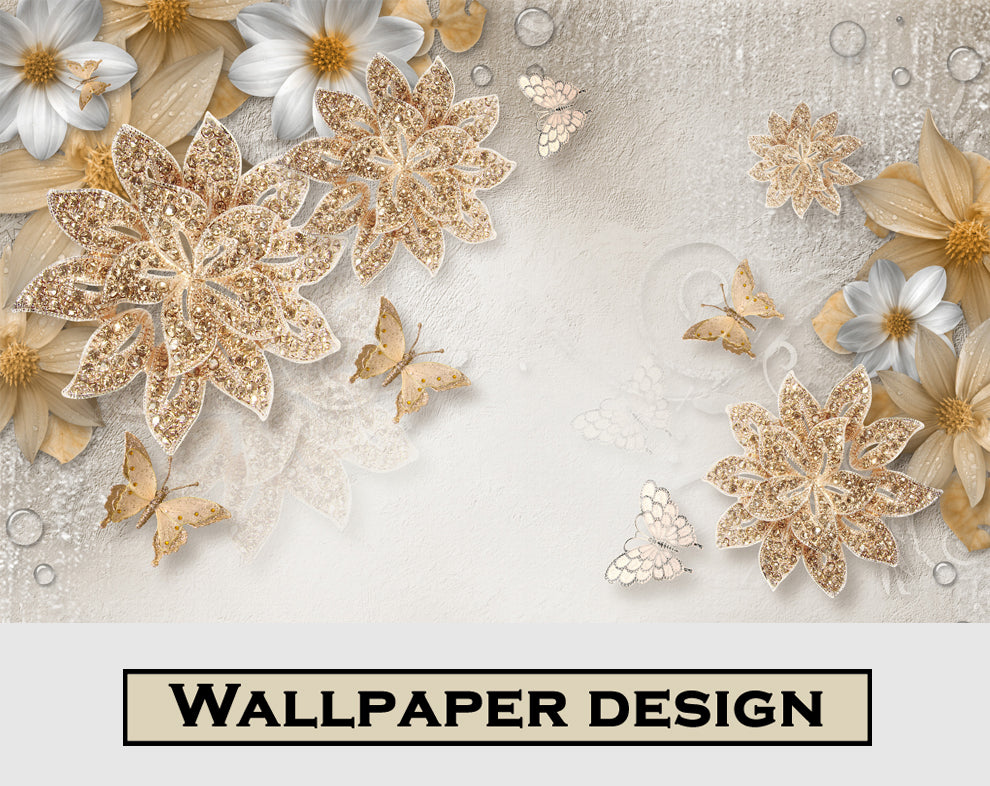 Diamond Jewelry Style Floral Wallpaper