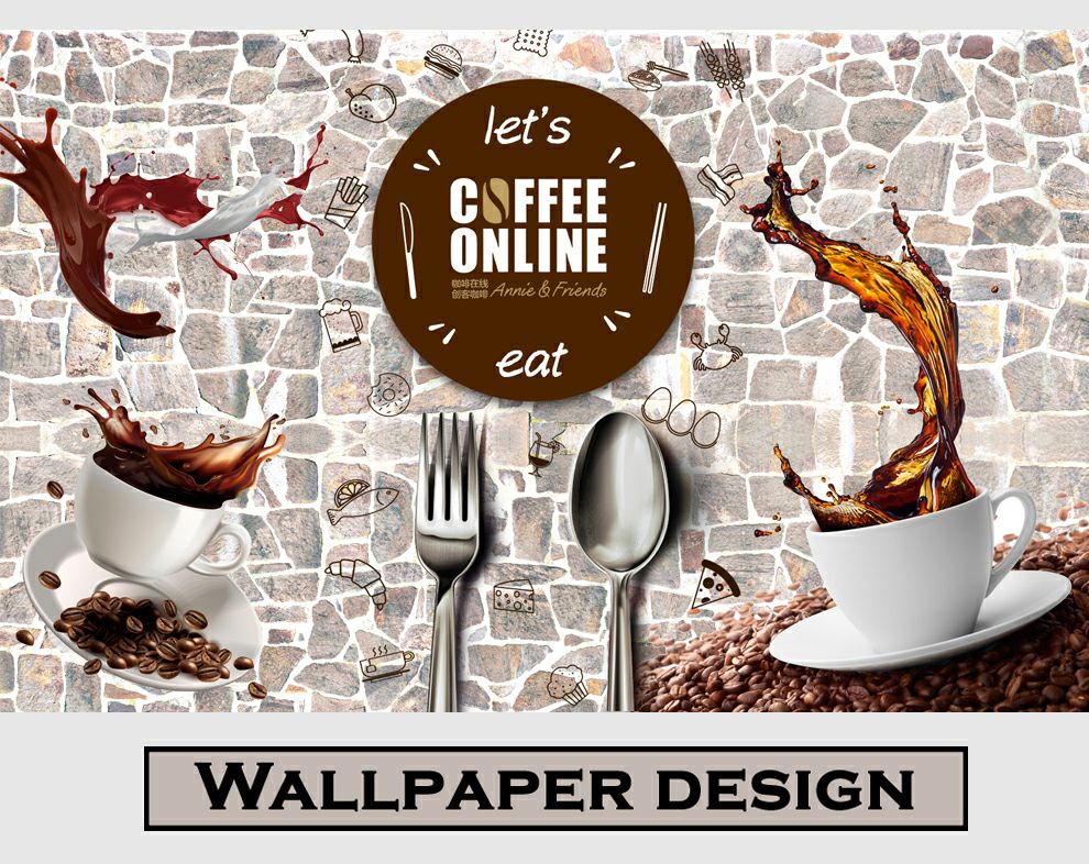 Cups Coffee Fork Spoons HD Wallpaper For Cafe Restaurant Wallpaper