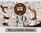 Coffee cups and cutlery cafe wallpaper - view 6