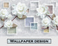White rose and multicolor square wallpaper - view 5