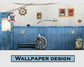 Vintage pirate style cafe wallpaper - view 6