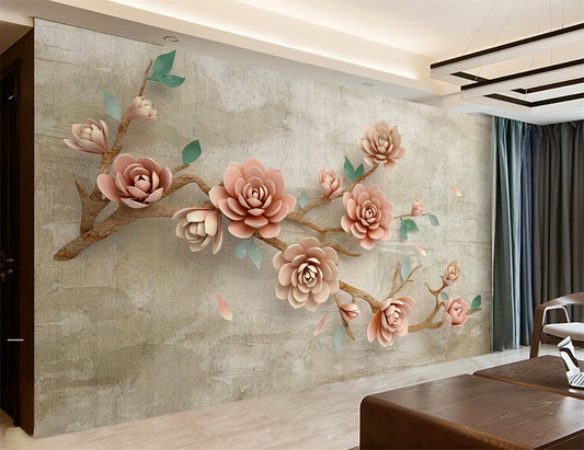 3D roses wall mural for living room | 3d floral wallpaper