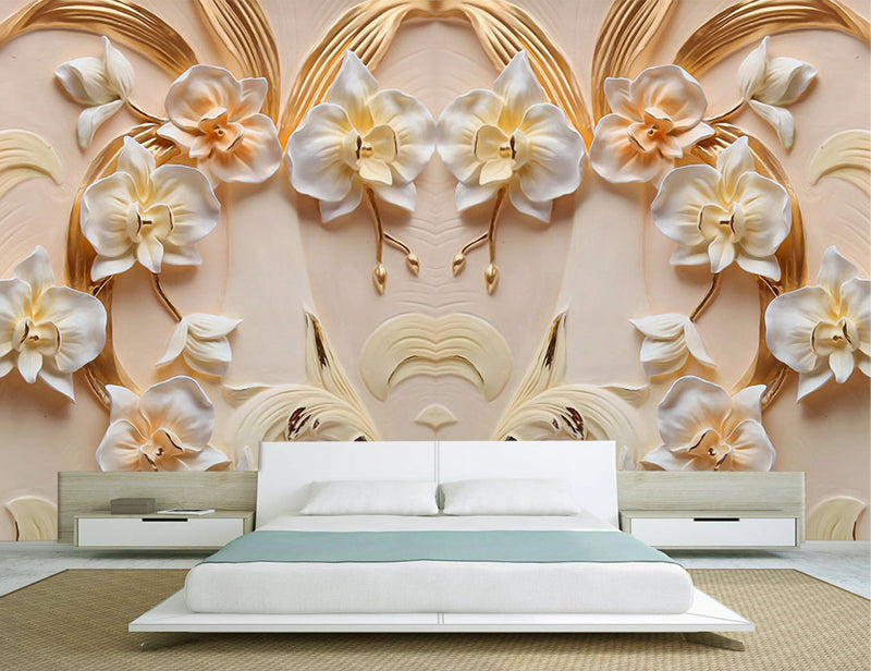 3D Floral Wallpaper, Big Flower 3d Wall Mural for Living Room