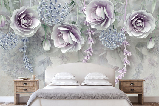 3D Flower Lavender Custom Wallpaper