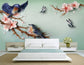 3D blue birds on branch wallpaper
