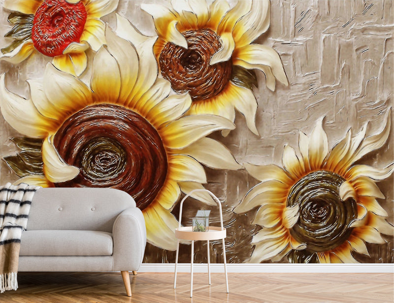 3d Wall Mural Sunflower Wallpaper