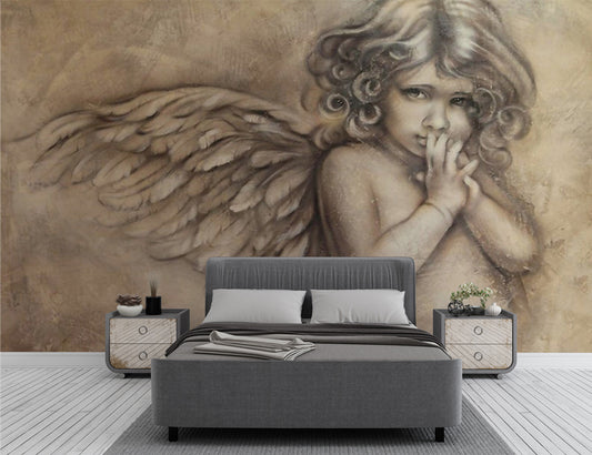 3D Little Angel Wall Mural Wallpaper