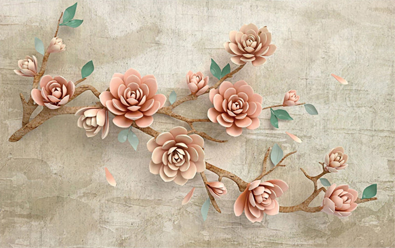 3D roses wall mural for living room | 3d floral wallpaper – Home Decoram