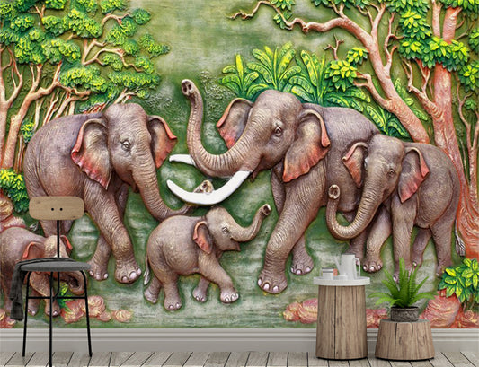 3d Wallpaper Living Room Chinese elephant