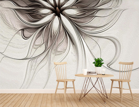 Dining Room - Abstract 3D beige Floral wallpaper