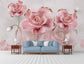 Pink rose 3D floral wallpaper - view 4