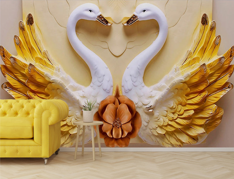 New Luxury Swan Bird 3D Wallmural