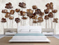 3D brown metal flowers wallpaper - view 3