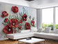 Red flower 3D mural wallpaper - view 3