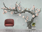 3D Branches And Pink Flower Design Wallpaper