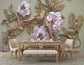 3D embossed pink rose wallpaper