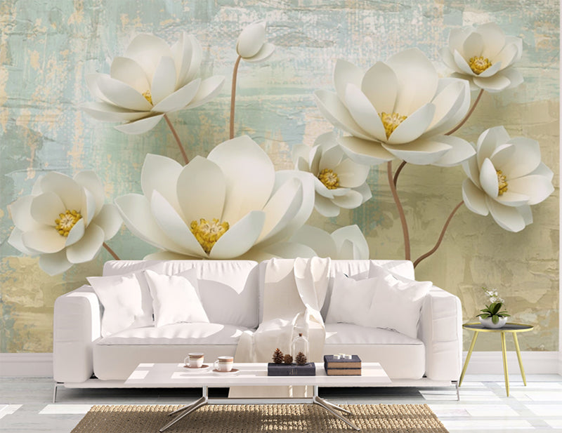 3D Magnolia Flowers Customize Wallpaper