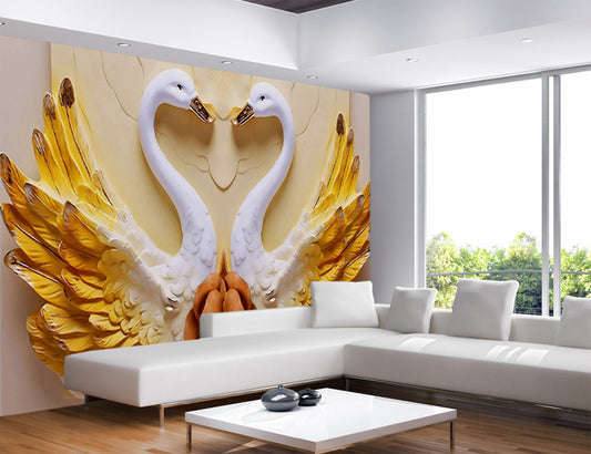 Living Room - New Luxury Swan Bird 3D Wall Mural
